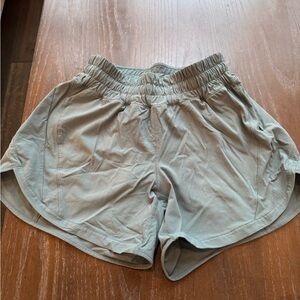 Lululemon Track That High Rise Lined Shorts in Textured Green